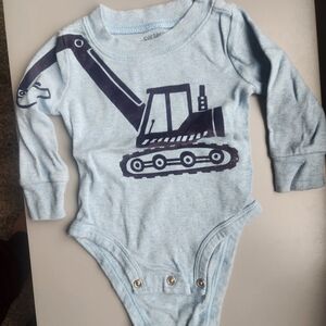 Carter's Light Blue Baby Bodysuit with Excavator Design